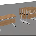 Modern Foldable Conference Tables With Wooden Top Metal Frames And Mobility Wheels