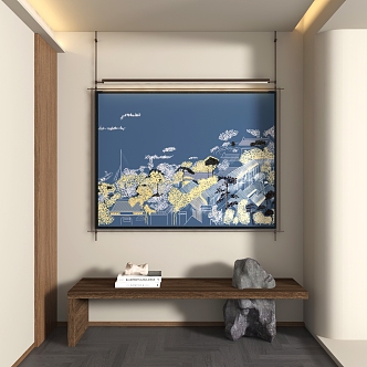 New Chinese-style Metal Pole Painting 3d model