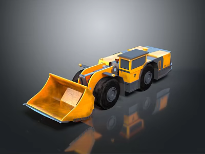 Yellow Construction Loader 3D Model With Large Bucket And Black Tires Design 3d model
