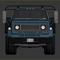 Blue Flatbed Truck With Wooden Cargo Bed And Gray Side Frames 3d model