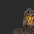 Ancient Stone Structure with Glowing Cracks Mystical Symbol Inside and Lava like Substance at Base
