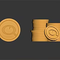 Household Gold Coins With Euro Symbol Stacked And Single On Black