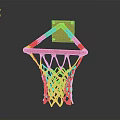 Innovative Sports Facility Architecture With Red Basketball Hoop And White Net Structure