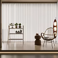 Modern Middle Ancient Rattan Leisure Chair Recliner Flower Rack Floor Lamp Coffee Table 3d model