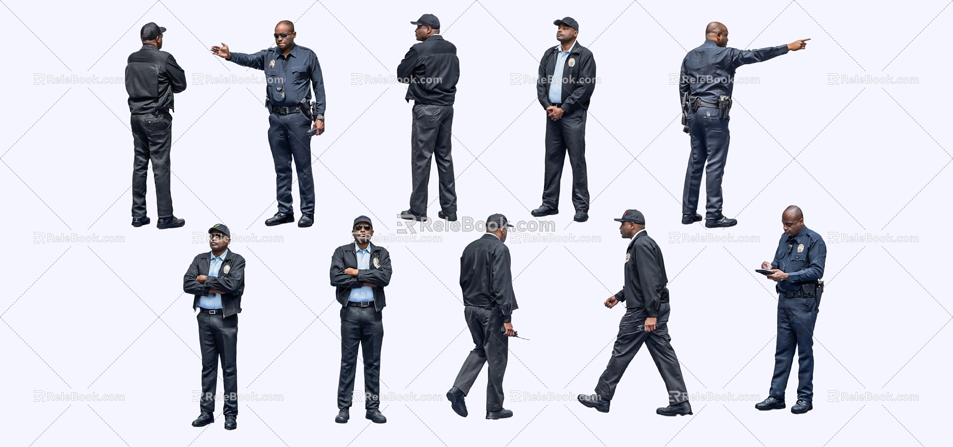 2D Security Guard Bodyguard Police 3d model