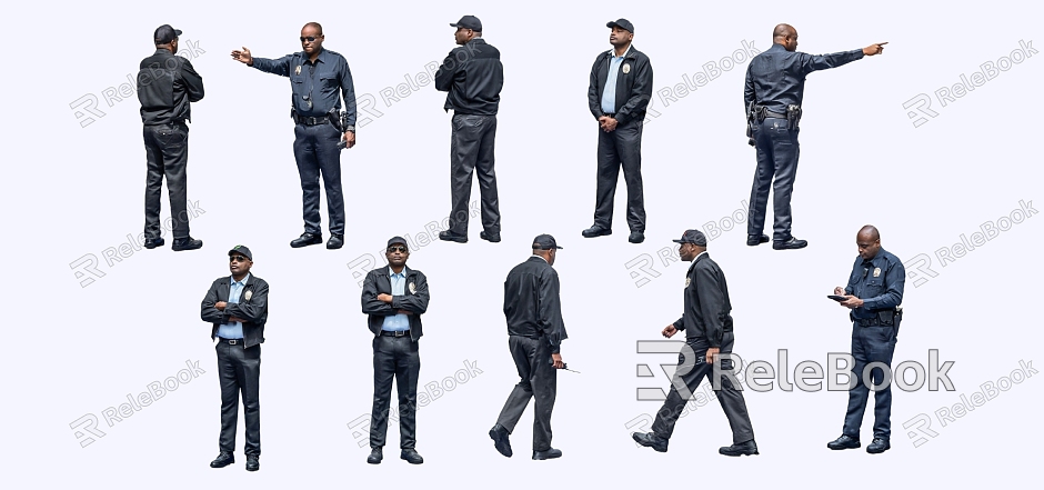 2D Security Guard Bodyguard Police model