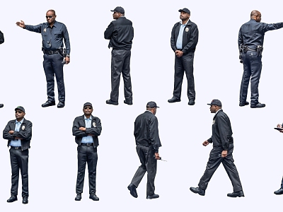 2D Security Guard Bodyguard Police model