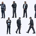 2D Security Guard Bodyguard Police 3d model