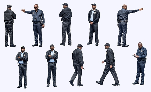 2D Security Guard Bodyguard Police 3d model