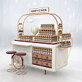 HONEY CITRON Mobile Functional Cart with Display Shelves Holding Bottled Products and Stools