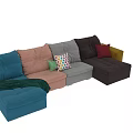 GAUTIER Cozy Two Seater Sofa With Various Colors Decorative Pillows And Blanket