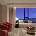 Modern Luxury Open Living And Dining Room With Stunning Sea View And Cozy Interior Design