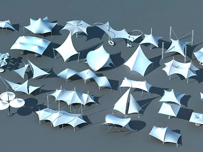 Innovative Tensile Membrane Architectural Structures With Various Canopy Designs And Shapes 3d model