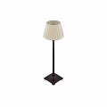 Classic Style Floor Lamps With Cream Striped Fabric Shades And Dark Brown Wooden Stands
