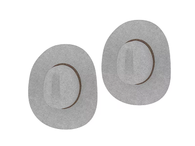 Two Stylish Gray Felt Hats with Classic Design for Daily Accessories Use 3d model