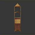 Wooden Model Structure With Staircase Pavilion Red Panels And White Railings