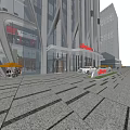 Hilton Hotel Building Modern Architecture With Glass Facade Entrance And Outdoor Seating Area