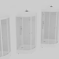 Modern White Curved Shower Enclosure With Handheld Showerhead And Storage Shelf