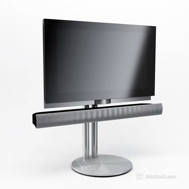 Sleek Modern Computer Monitor With Soundbar On Transparent Metal Stand Design 3d model 