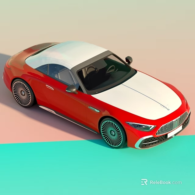 Red And White Two Tone Convertible Sports Car With Sleek Aerodynamic Design And Alloy Wheels 3d model 