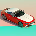 Red And White Two Tone Convertible Sports Car With Sleek Aerodynamic Design And Alloy Wheels