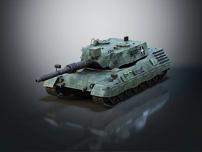 Armored Military Tank With Camouflage Paint Main Cannon Turret And Tracks 3d model