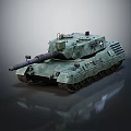 Armored Military Tank With Camouflage Paint Main Cannon Turret And Tracks