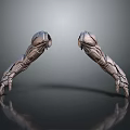 Silver Mechanical Arms Of Mechanical Character With Intricate Textures Metallic Structure And Reflective Effect