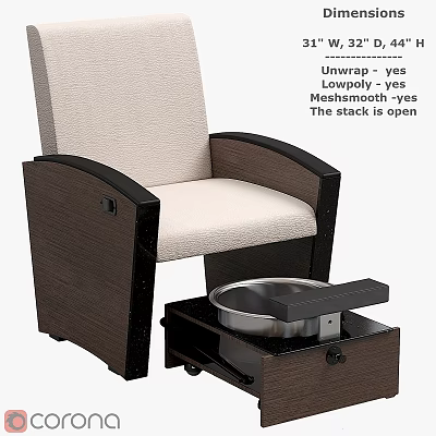 Medical Equipment Ergonomic Foot Care Chair With Metal Basin And Open Stack Design 3d model