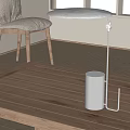 Modern Minimalist Table Lamp With Metal Stand On Wooden Desk In Simple Living Space