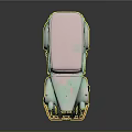 Vintage Retro Car With Light Green Body Pink Roof Green Wheels And Round Headlights