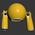 Yellow Smart Robot With Round Head Smiling Face And Flexible Arms 3d model