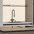 Modern Kitchen Interior With Sleek Cabinets Island Counter And Faucet Appliances