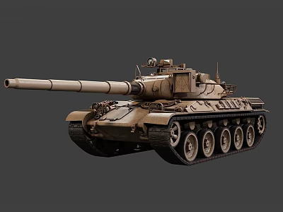 Military Main Battle Tank With Long Barrel Turret And Heavy Armored Tracks 3d model