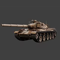 Military Main Battle Tank With Long Barrel Turret And Heavy Armored Tracks