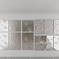 Silver Metal Wall Decor With Modern Textured Panels And Abstract Patterns 3d model