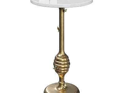 Elegant Round Side Table With White Marble Top And Gold Metal Decorative Base 3d model