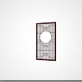 Traditional Chinese Style Wooden Partition With Circular Cutout And Geometric Patterns