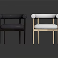 Set Of Two Modern Navy Blue And White Armchairs With Dark And Light Wood Legs