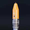Commercial Rocket Equipment With Orange Top Silver Body And Blue Structural Components
