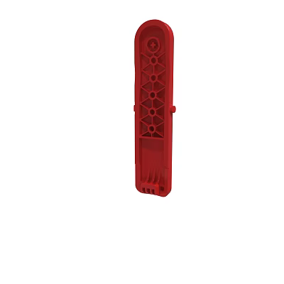 Red Long Functional Tool with Geometric Holes and Top Button Design 3d model