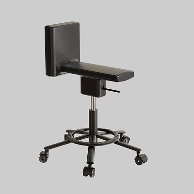 Black Adjustable Medical Chair With Swivel Base And Rolling Wheels 3d model