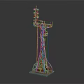 Steel Lighting Tower Structure With Multiple Lights Platform Metal Frame And Support Base 3d model