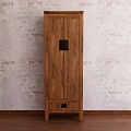 Wooden Hallway Side Cabinet With Double Doors Black Square Accent Bottom Drawer Textured Wall