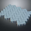 Creative Garden Landscape Paving Design Featuring Blue Wavy Tiles Pattern 3d model