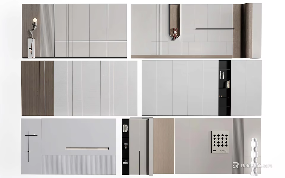 Modern Sofa Background Wall With Minimalist Design And Cabinets 3d model