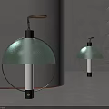 Modern Green Glass Table Lamp With Copper Accent And Circular Frame Design 3d model