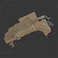 Cardboard And Metal Pipe Truck Model With Damaged Bed And Flying Debris