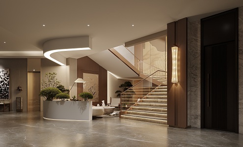 Modern Staircase Negotiation Area 3d model