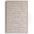 Abstract Painting With Geometric Patterns Woven Texture Vertical Lines And Neutral Tones Design